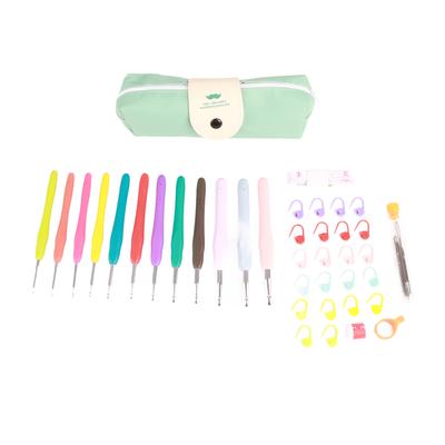 Set 46 buc Croșete cu Geantă de Lucru Colorate Ușor de Identificat Ergonomice Acul de Croșetat Ac de Tricotat