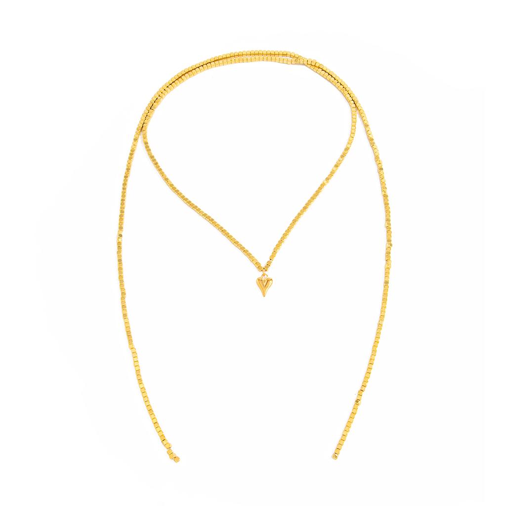 SHIXIN Exquisite Gold Color Long Chain Heart Pendant Necklace Women Retro Adjustable Multi-layer Choker Sweater Chain Lady Gift