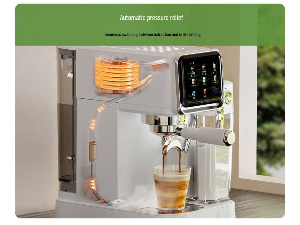 Compact Automatic Espresso Machine with Hot/Cold Extraction, Milk Frother, and Smart Touch Control for Home Use