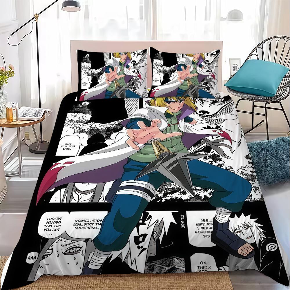 Cool N-Naruto Duvet Cover Set Home Style Bedding Soft Laundry Cotton Bed 3 Piece Set Student Dormitory Gift