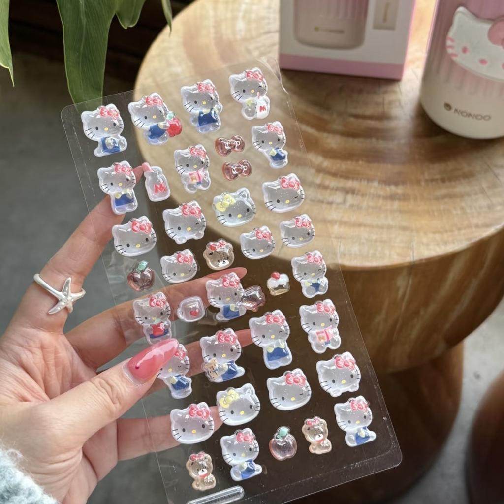 Sanrio Hello Kitty Kuromi 3D Stickers Cinnamoroll Melody Cartoon Mobile Creative Decoration Sticker Girl Phone Decoration Gifts