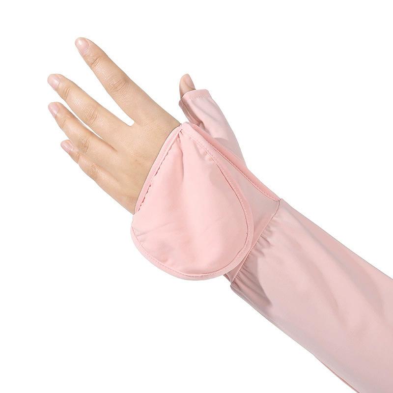 UV Protection Arm Sleeves for Women Mittens Cycling Palm-Cutout Cooling Ice Silk Driving Outdoor Travel Breathable Arm Covers