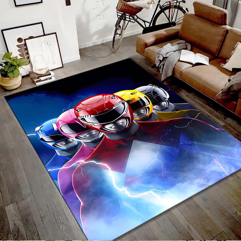 1pc Mighty Morphin Power Rangers2 Design Printed Area Rug Carpet for Bedroom Living Room Home Decor Rugs Mat Non Slip Mat Rug for Bedside