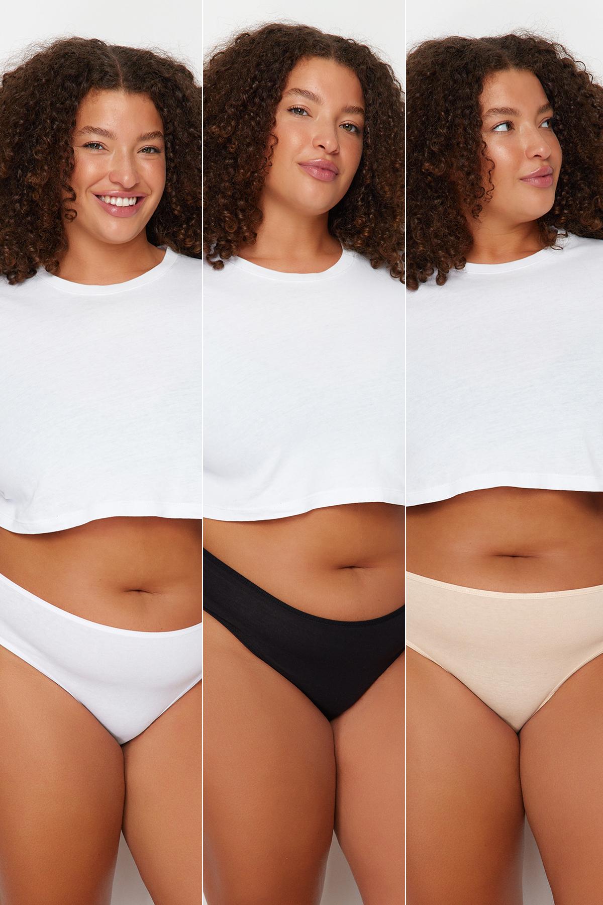 

Women s Style Plus Size Black-Tan-Ecru 3 Pack Panties 2XL