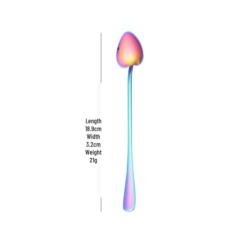 

ZISIZ Stainless Steel Heart-shaped Iridescent Spoon Set