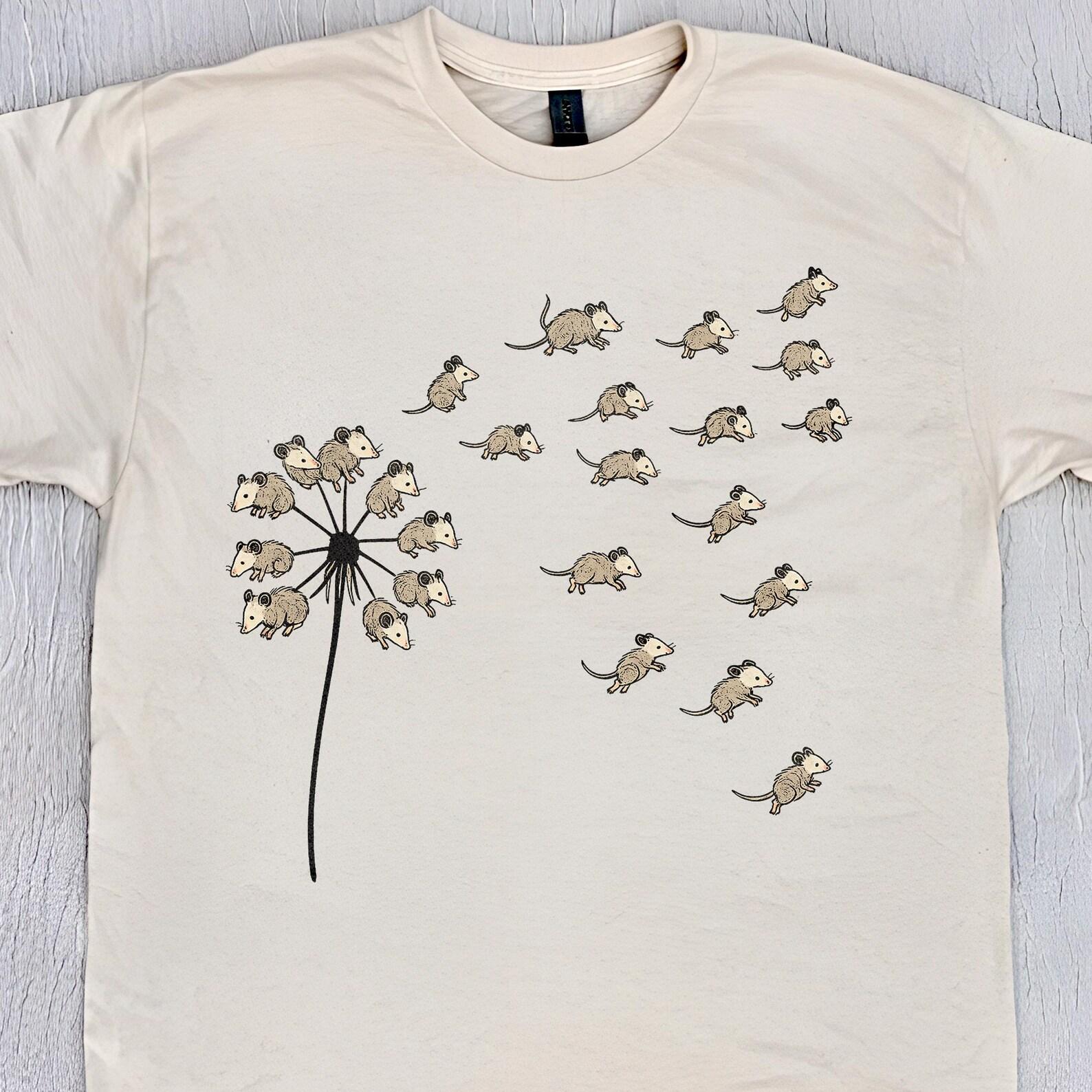 Opossum Dandelion Shirt, possum meme Shirt, Cute Unisex Opossum, Animal Lover, Vintage Cartoon Shirt, Wildlife Tee, wild T Shirt 4XL