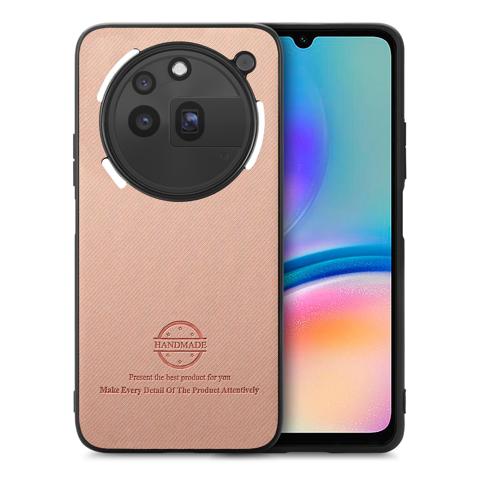 

For Nothing Phone (3a) Pro Leather Phone Back Cover with Cloth Texture Pink