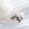 Luxury Full Paved Blue Purple Green Natural Zircon Open Rings For Women  Rose Gold Color Hollow Flower Vintage Jewelry