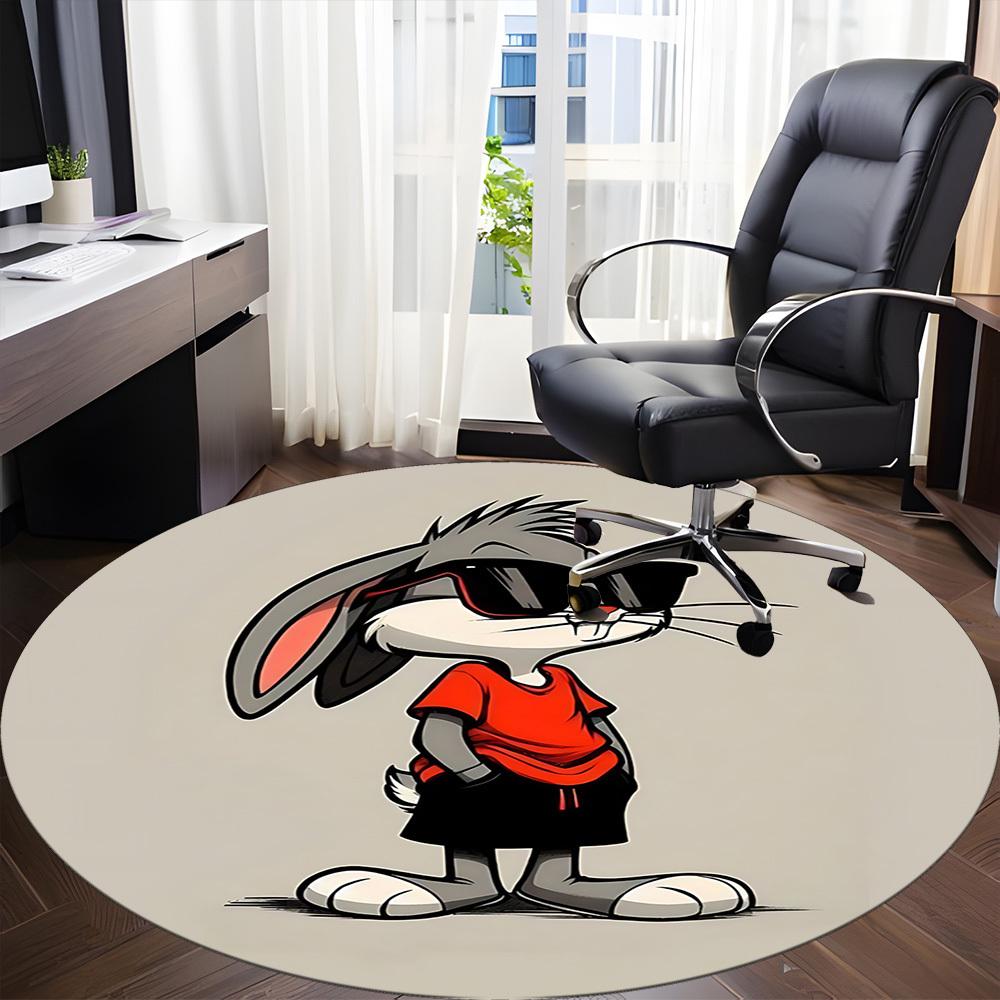 1pc Bugs Bunny Office Round Area Rug, Under Office Chairs Bedroom Living Room Home Decor, Available In Various Sizes