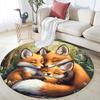 Fox Family,Round Area Rug,Carpet Rug for Living Room Bedroom Sofa Playroom Decor,Non-slip Floor Mat