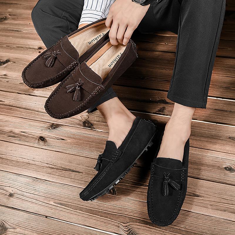 Hot-Selling Doudou Shoes Men'S Leather Comfortable Driving Shoes Single Shoes Casual Men'S Shoes One Piece