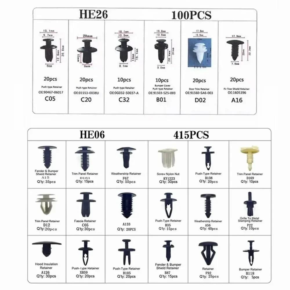415-50 Pcs Car Bumper Retainer Clips Fender Hole Rivets Universal Door Trim Panel Fastener Clips Screw Mix Size Auto Tool