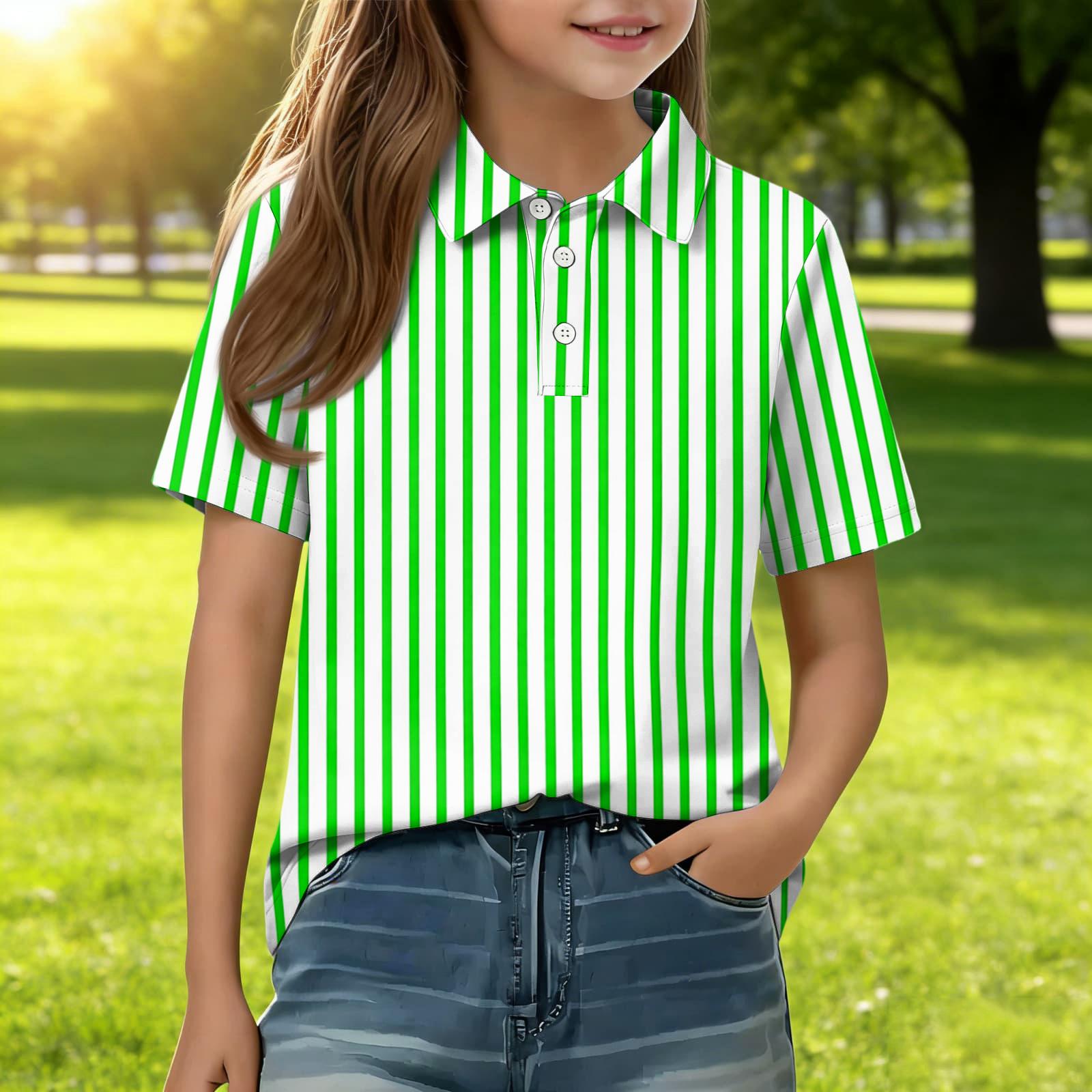 Children s Daily Casual Short-sleeved Print Tops T-shirts Shirts 110 зелёный