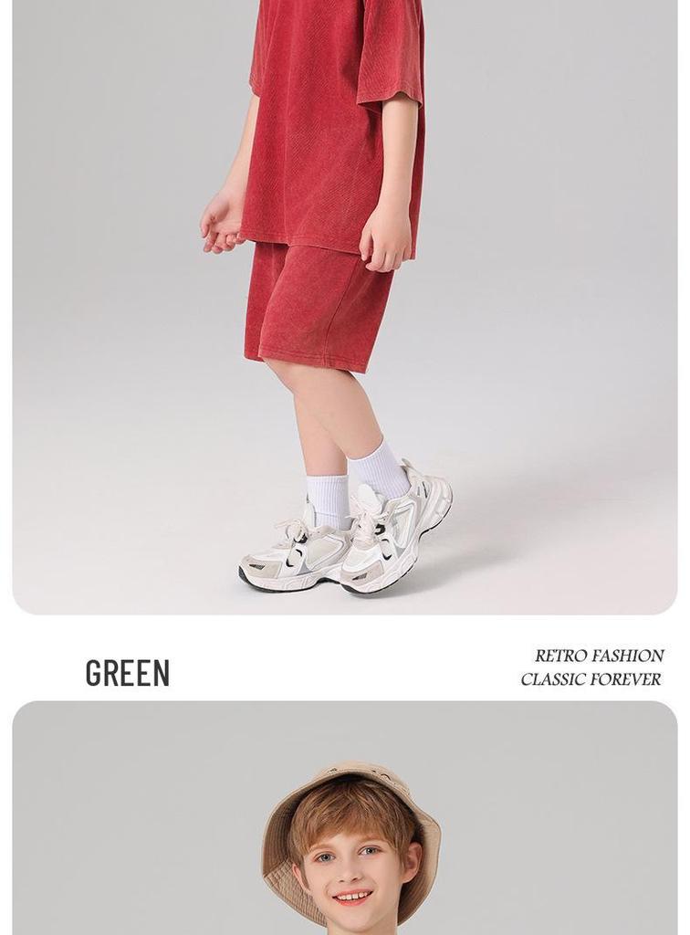 Pure Cotton Retro Short Sleeve Round Neck Loose T-Shirt for Children & Toddlers - Trendy Spring/Summer Kids' Clothing