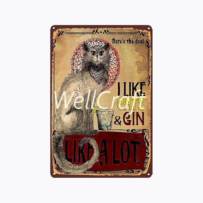 [ WellCraft ] 20*30cm You Are My Sunshine Cat Metal Poster Tin sign Vintage Wall Plaque Decor WX-62-1