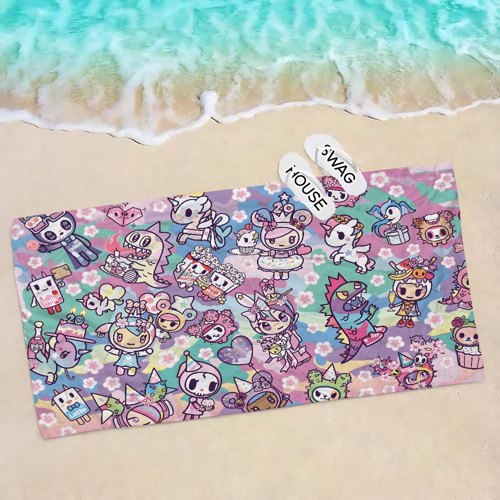 Japan Tokidoki Beach Towel Colorful Bath Towels for Girl Microfiber Quick Dry Custom Sand Free Beach Yoga Spa Gym Pool