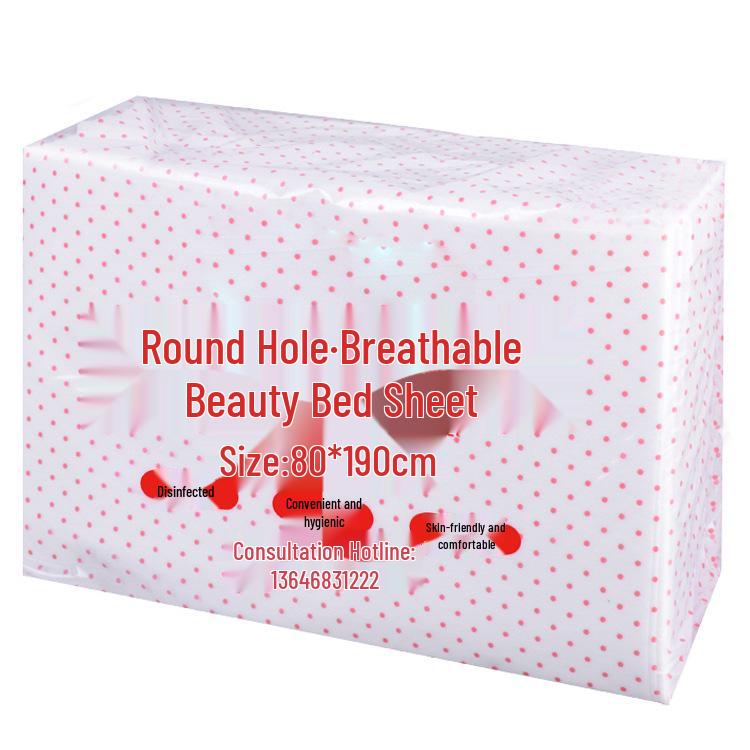 100 Disposable Non-Woven Breathable Bed Sheets with Hole, Oil-Proof for Beauty Salon Massage and Foot Bath