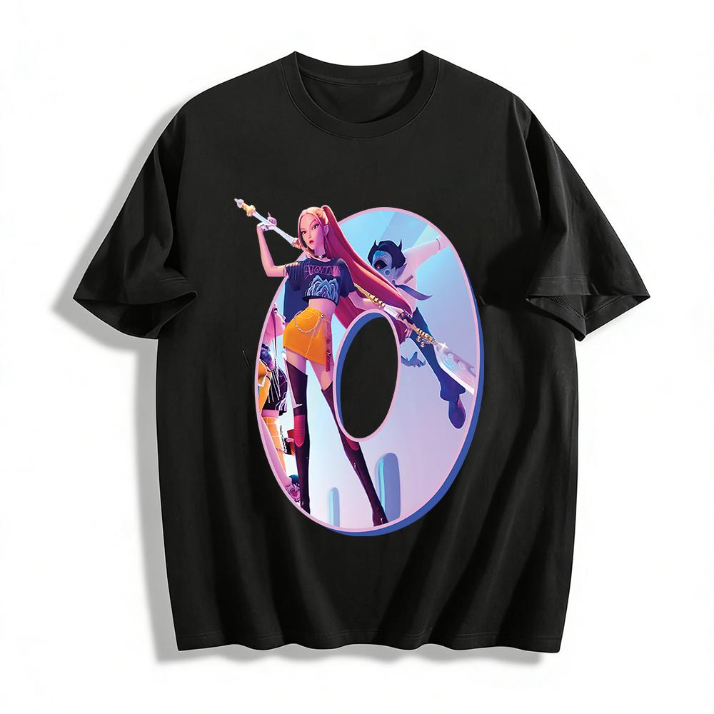 

Trendy Fantasy Cartoon Character Print Short Sleeve Tops Street Style Loose Crew Neck Casual T-Shirts For Women Pure cotton T-shirt XXS