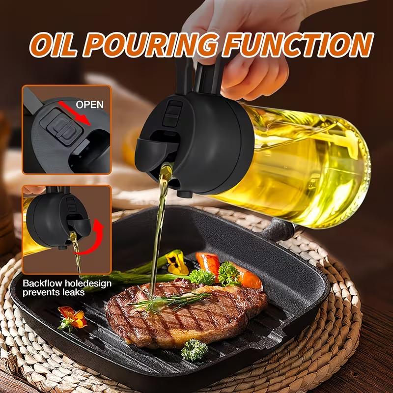 Flacone Spray per Olio d'Oliva per Versare Olio da Cucina Spezie Campeggio Dispenser con Coperchio Automatico Agitatore per Spezie