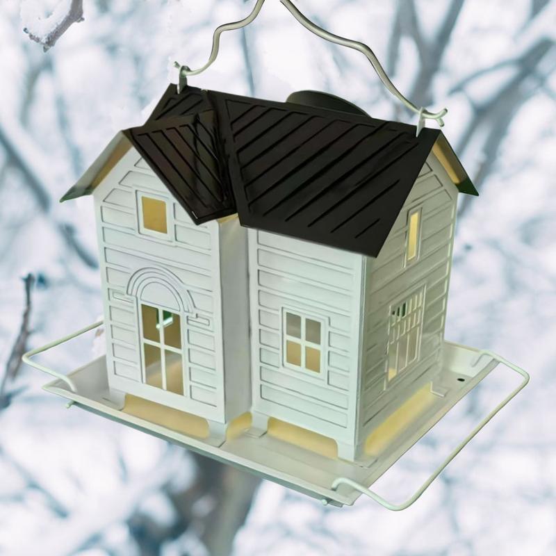 Solar Powered Bird Feeder Bird Feeding Container Squirrel-proof Parrot Food Container For Lawn Patio Backyard Hangable Parakeet