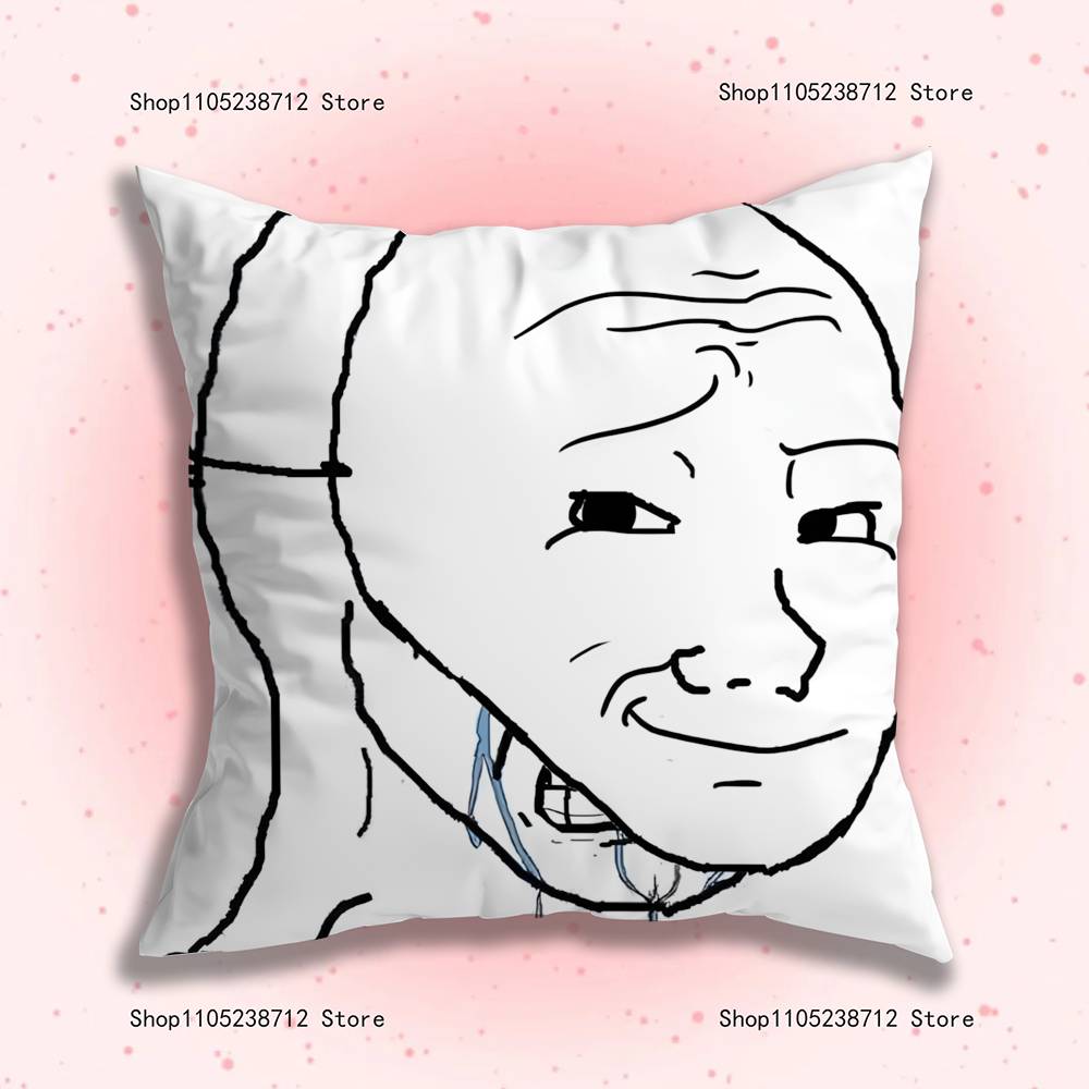 Wojak Soyjak Its Over Funny Meme Pillow Covers Cartoon Sofa Decorative Home Double-sided Printing Short Plush Cute Cushion Cover