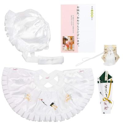 Bib Shrine Visit Food Set 4 Piece Set Boys Girls [KYOETSU] (Hat, Bib, Fan, Amulet) (White)