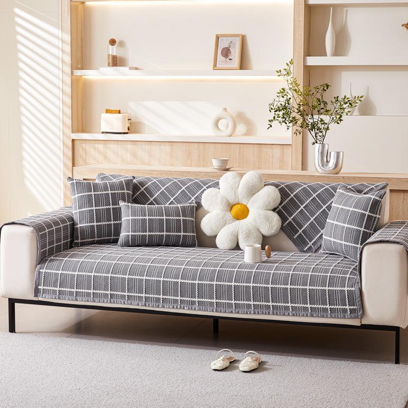 Baumwollfaden Gewebtes Sofakissen Modern Schlicht Einfarbige Sofadecke Ganzjahres-Universalstoff Sofahandtuch Neues Kissen