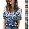 T-skjorter med V-hals for kvinner Halve ermer topper trykt Uformelle sommer T-skjorter T-skjorte bluse
