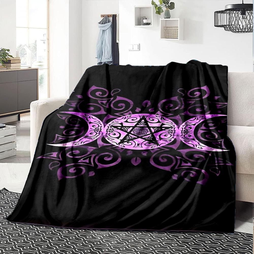 1pc Pentagram Moon Phases Soft Warm Throw Blanket Nap Blanket For Couch Sofa Office Bed Camping Travel,Comfortable