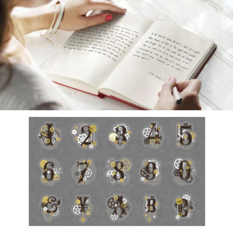 30 Pcs PET Laser Gold Theme Stickers Handbook Theme Stickers DIY Scrapbook Material Decoration Stickers Numbers