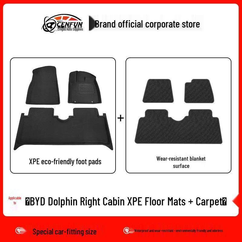 BYD Dolphin Yuan Plus RHD XPE Waterproof Floor and Trunk Mats, Wear-Resistant Backrest Pad