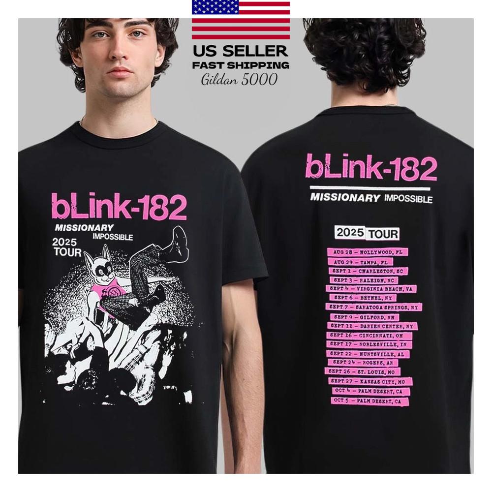 Новая одежда Blink 182 Missionary Impossible Тур 2025 Мерч Черная Унисекс Футболка S