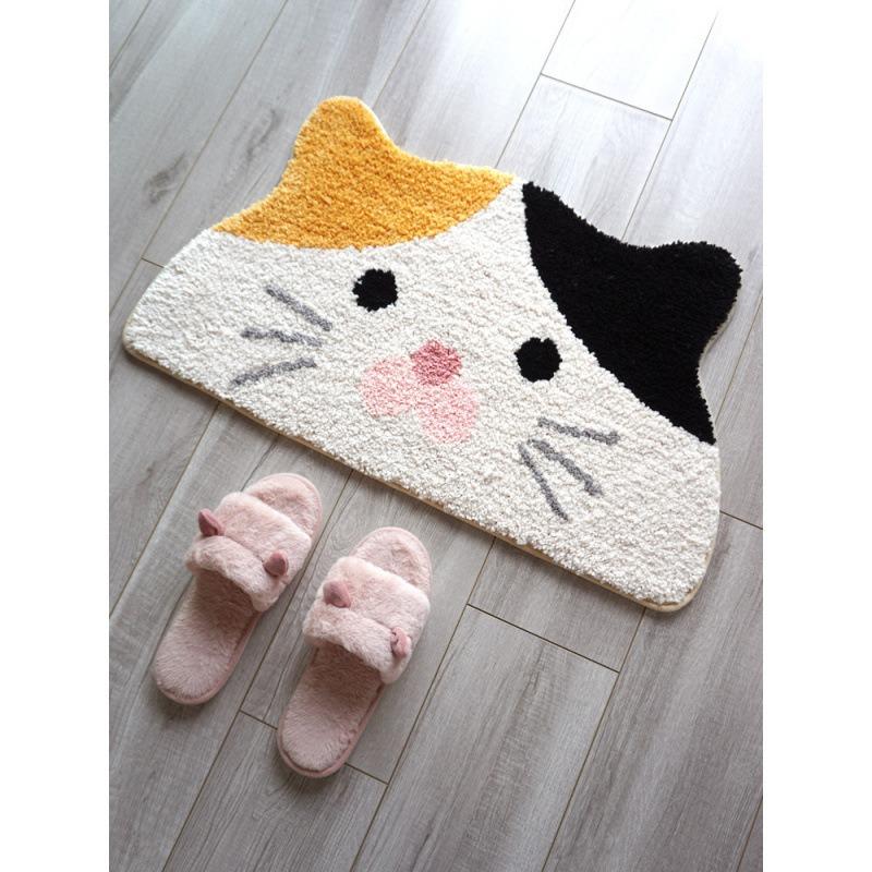 

Милый мультяшный кот, кристальный вельвет, искусственный кашемир, коврик для ванной, водопоглощающий, нескользящий, ковер-циновка для входа в ванную комнату 50*80cm