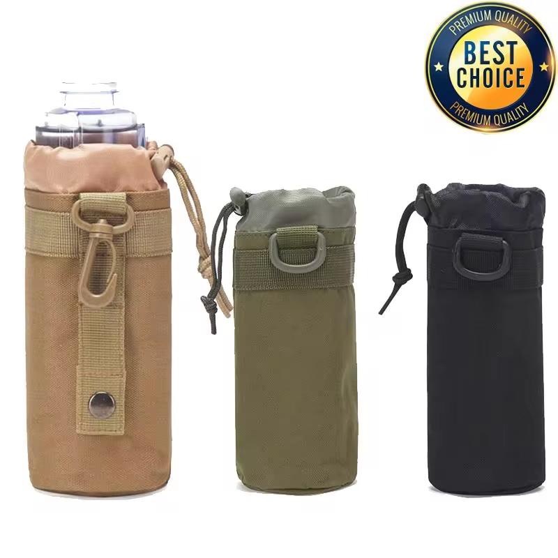 Hunting Water Bottle Pouch Outdoor Molle Kettle Pouch Holder Camping Hiking Cycling Bottle Bag Drawstring Multifunction Bottle