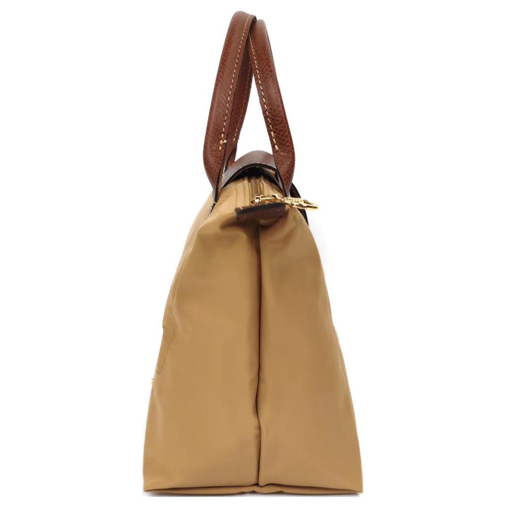 Longchamp Le Pliage Original Series Embossed Logo Nylon Canvas And Leather Dumpling Tote Bag Small Women Tote Bags Light-Brown 1621089P86