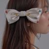 SORRY TOO MUCH LOVE Crystal Gem Satin Bow Hairpin_Cream