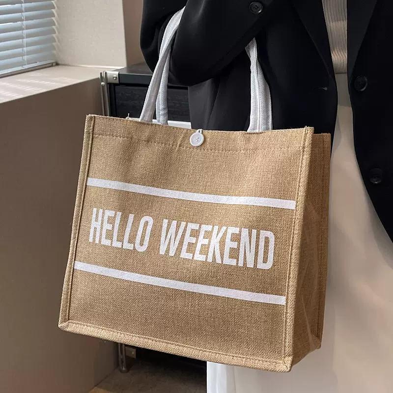 Canvas bag large capacity linen handbag female mommy bag work commuting tote bag handbag shopping bag