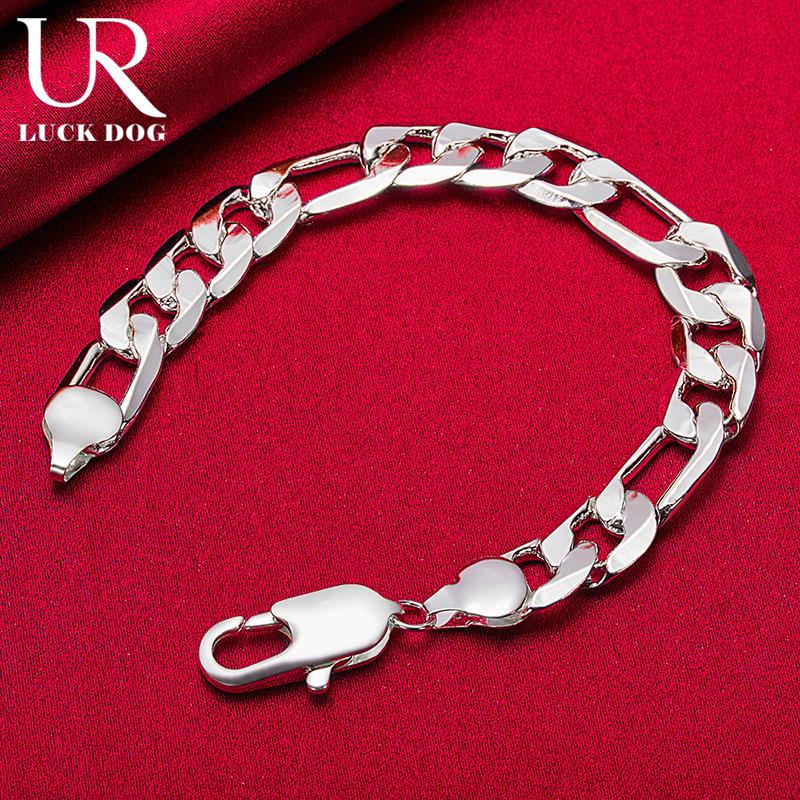 925 Sterling Silver 12mm Side Chain Bracelet Fashionable Wedding Jewelry