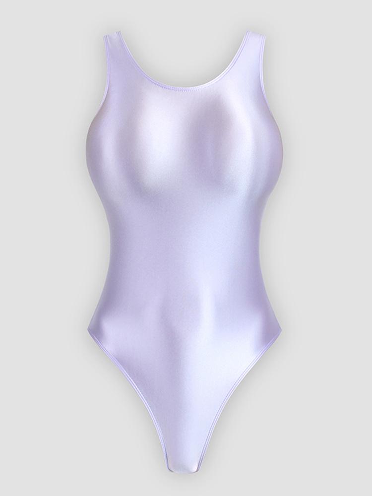 

Боди глянцевое шелковистое с круглым вырезом - Формирующее, с высоким вырезом, однотонное для художественной гимнастики Standard L