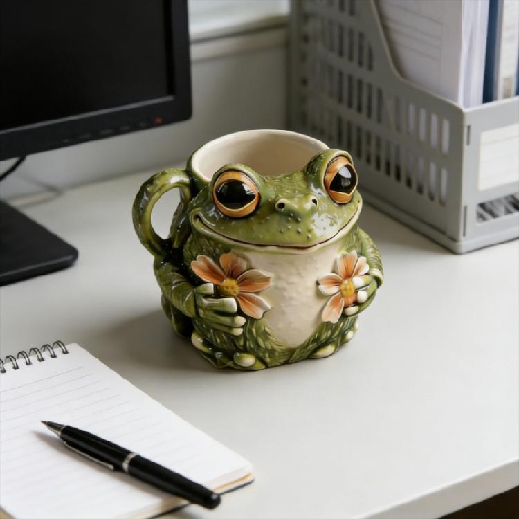 Taza de Resina Divertida para Regalo Diseño de Ranas Capacidad de 11 oz Taza para Beber Adecuada para Mantenimiento Fácil y Uso a Largo Plazo en el Día a Día