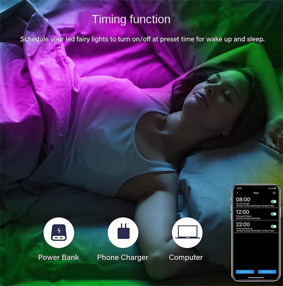 Tuya Smart WiFi Fairy Lights: Colorful LED String Lights for Christmas, Holidays, and Parties.