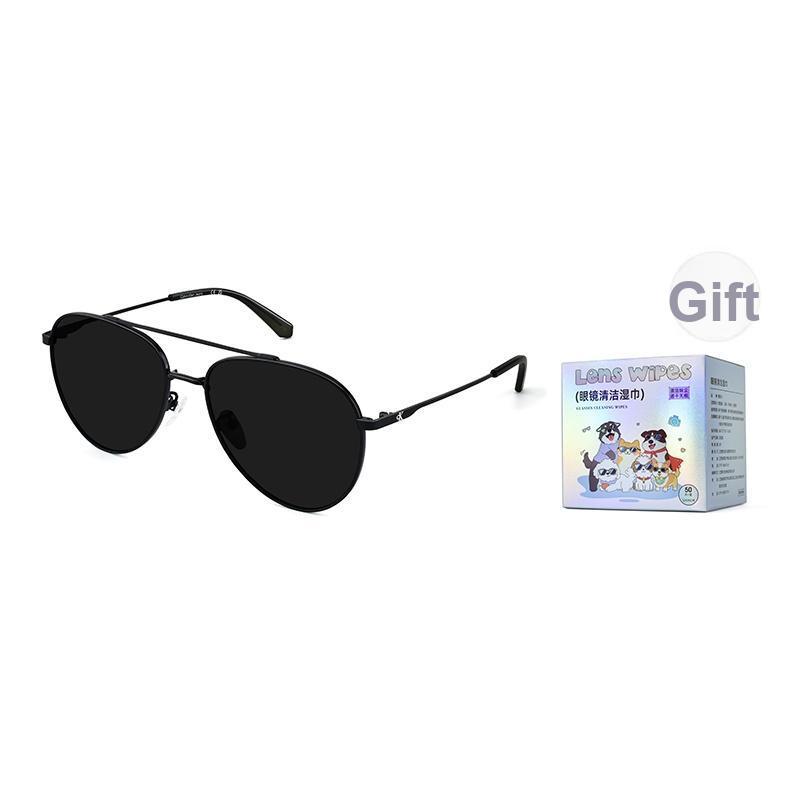 Calvin Klein Polarized Fashionable Personality Driving Sun Protection UV Sunglasses Metal Aviator Style Unisex sunglasses CKJ26218SPLB Without Gift Box,001-Black