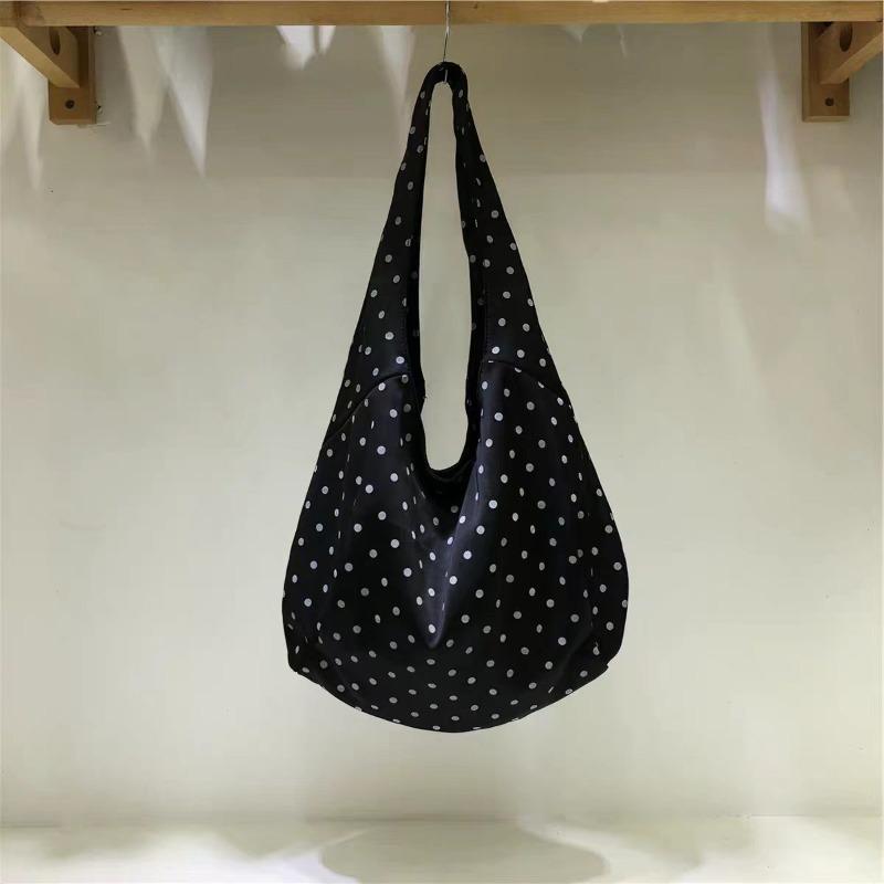 Korean Cute Girl Age-reducing Polka Dot Bag Niche Large-capacity Casual Shoulder Canvas Tote Bag