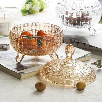 European Crystal Glass Candy Jar & Snack Plate
