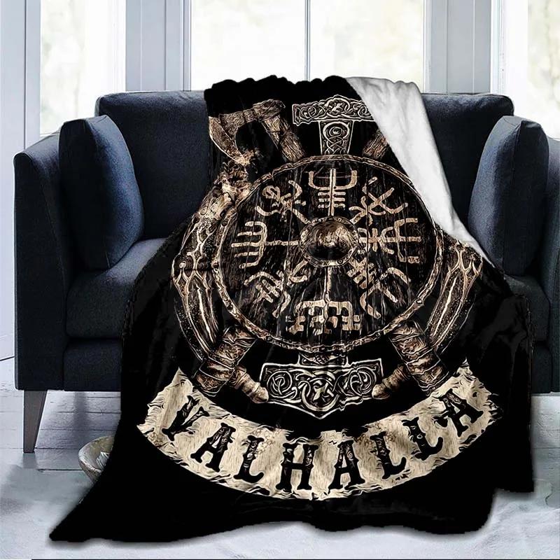 The Vikings Ancient Scandinavian Norse Runes Axes 3D Soft Throw Blanket Lightweight Flannel Warm Blanket for Bedroom Couch Sofa