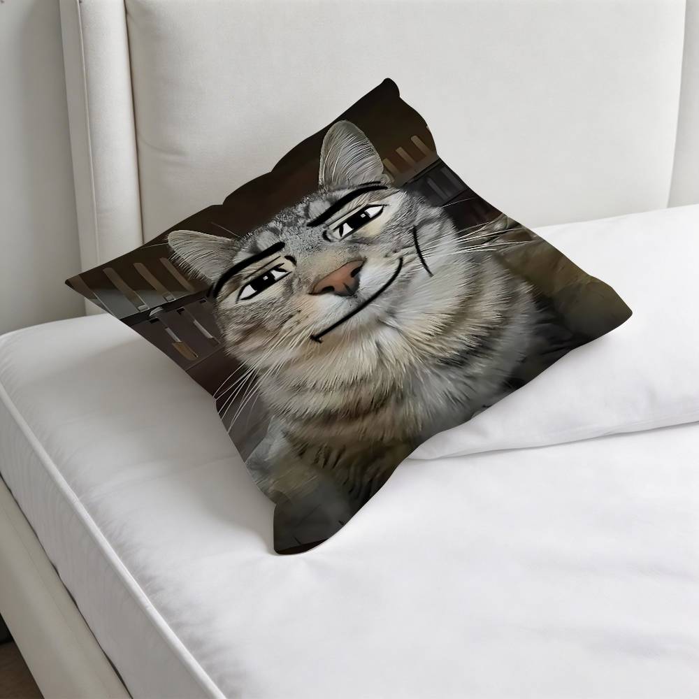 Funny Cat MeMe Decorative Square Pillow Cover Soft  Comfortable Pillow Case Sofa Bed Home Decoration