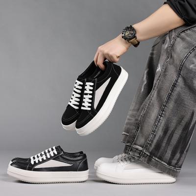 RO Men's Shoes Leather Breathable Niche Fashion Casual Men's Shoes Bread Shoes American Men's Platform Shoes