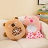 Cute Capybara Stuffed Toy Pillow Bag With Six Mini Plushies Stress-relief Dolls
