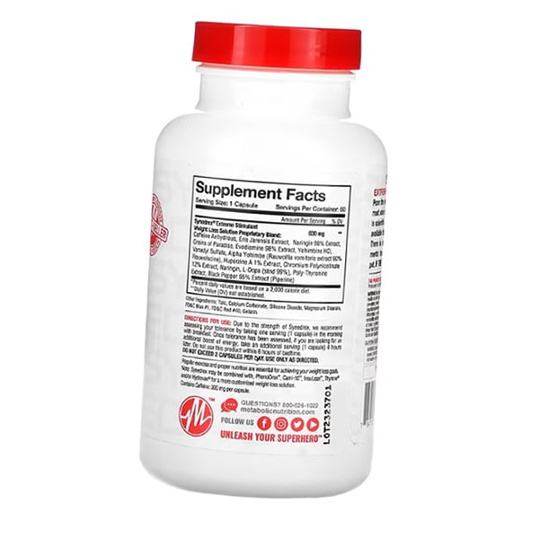 Комплекс для похудения, Synedrex Extreme Stimulant Weight Loss Solution, Metabolic Nutrition  60капс (02646003)