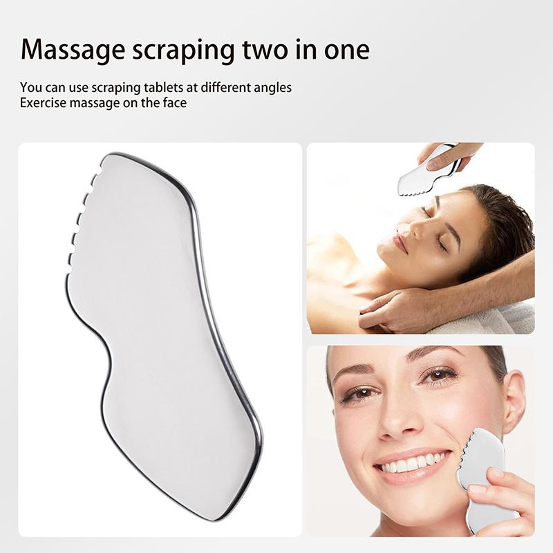 Stainless Steel Gua Sha Board Massager Facial Lifting Muscle Relaxing Pain Relief Body Scraping Tool for Head Neck